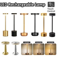 Metal Table Desk Lamp Cordless Touch Control Dimmable Night Light Rechargeable