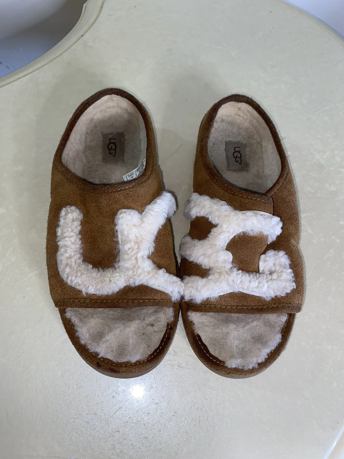 Ugg Cozetta Ciabatte Grafiche Ricce (8) Sandali Marroni UggPure Slides Shearling