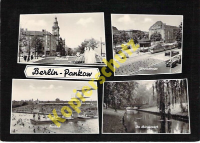 Berlin East Postcard Pankow Vinetastr. Outdoor Pool Tram Berlin Festtage 1965