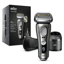 Braun 9465CC Series 9 Pro Wet Dry Shaver CleanCharge Station Travel Case -Silver