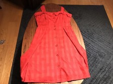 Marc by Marc Jacobs Size 10 Red Plaid Sleeveless Pleated Button Down Dress
