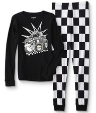 Monster Truck Pajamas Size 8- 12 Boys 100 Cotton Black White Check Race Car NWT