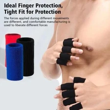 10Pcs Finger Sleeve Support Thumb Brace Protector Breathable Elastic Finger D6