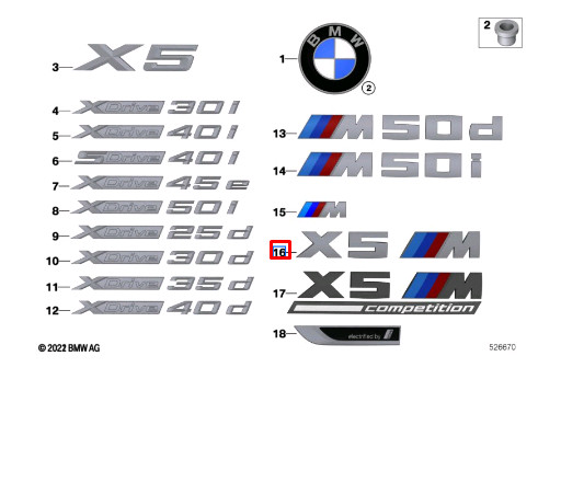BMW X5 M F95 Rear Trunk Bootlid Emblem Badge 51148074375 NEW GENUINE