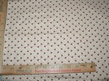White Background Brown Vine Golden Floral Flower Fabric 1 Yd 6" x 42" Cotton