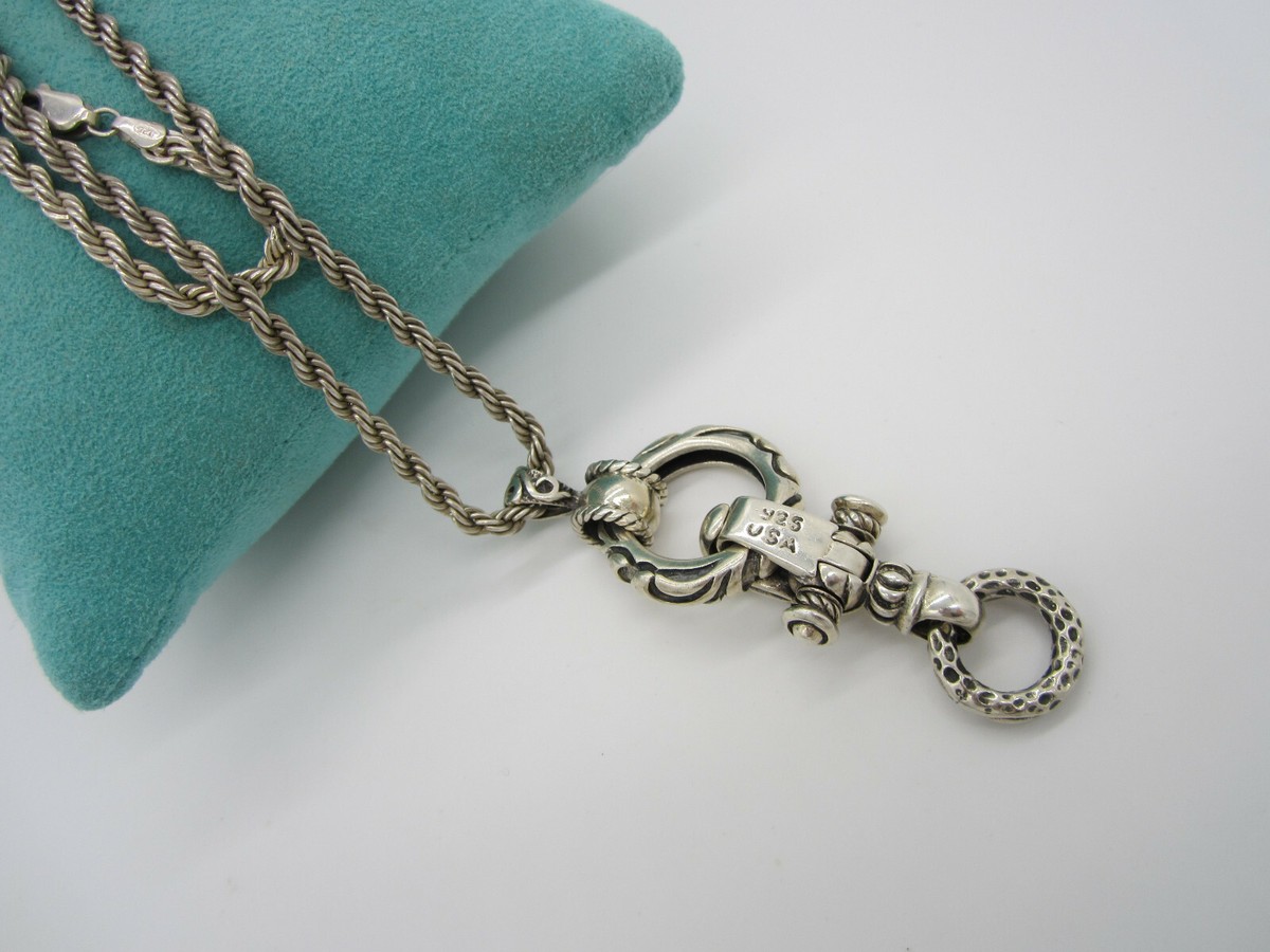 Estate Ornate Signed LEONARD KAMHOUT Sterling Silver Fob Long