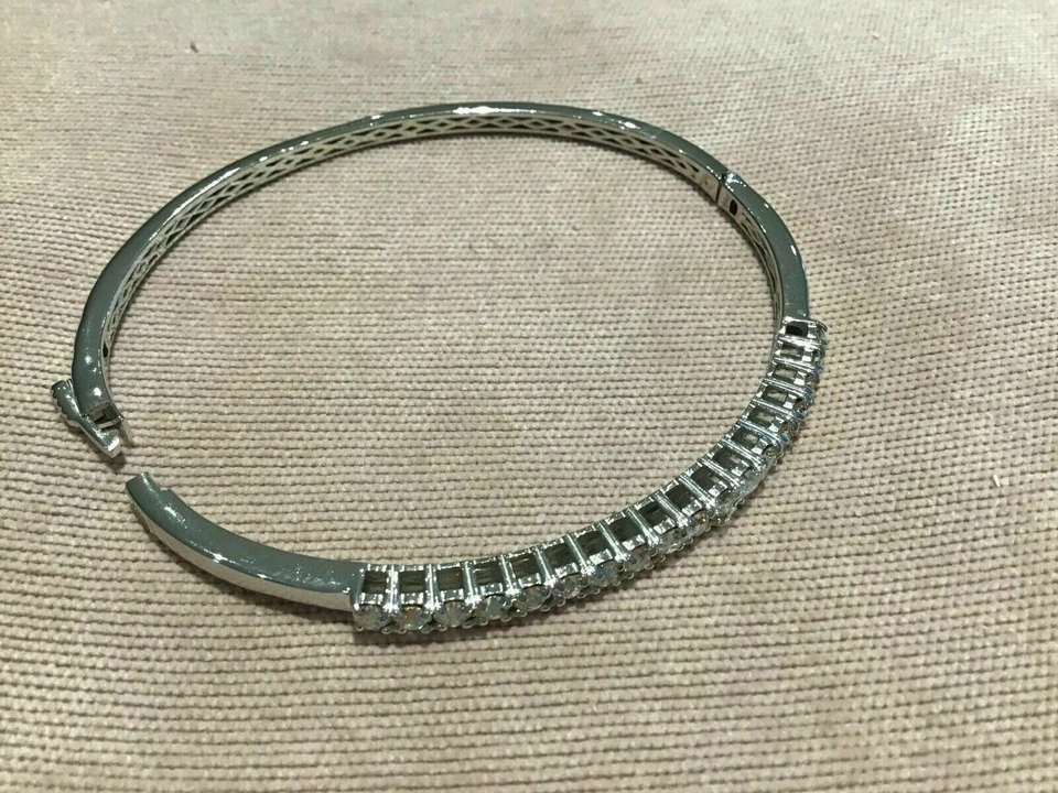 3.0CT Künstlicher Diamant Brillant Rund Armreif Armband 7.5 " Platin Beschichtet - Bild 4 von 4