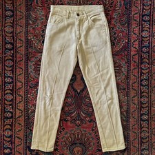 Vintage 60s Big E Levi  s Cotton Twill Pants Ivory Women  s Gripper Zip Sz 26x26