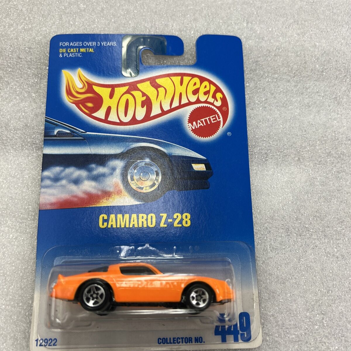 Hot Wheels Mid 1990s Blue & White Card #449 Camaro Z-28
