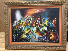 Vibrant Afro-Caribbean Folk Dance Oil Painting - Framed Original Art - Colorful