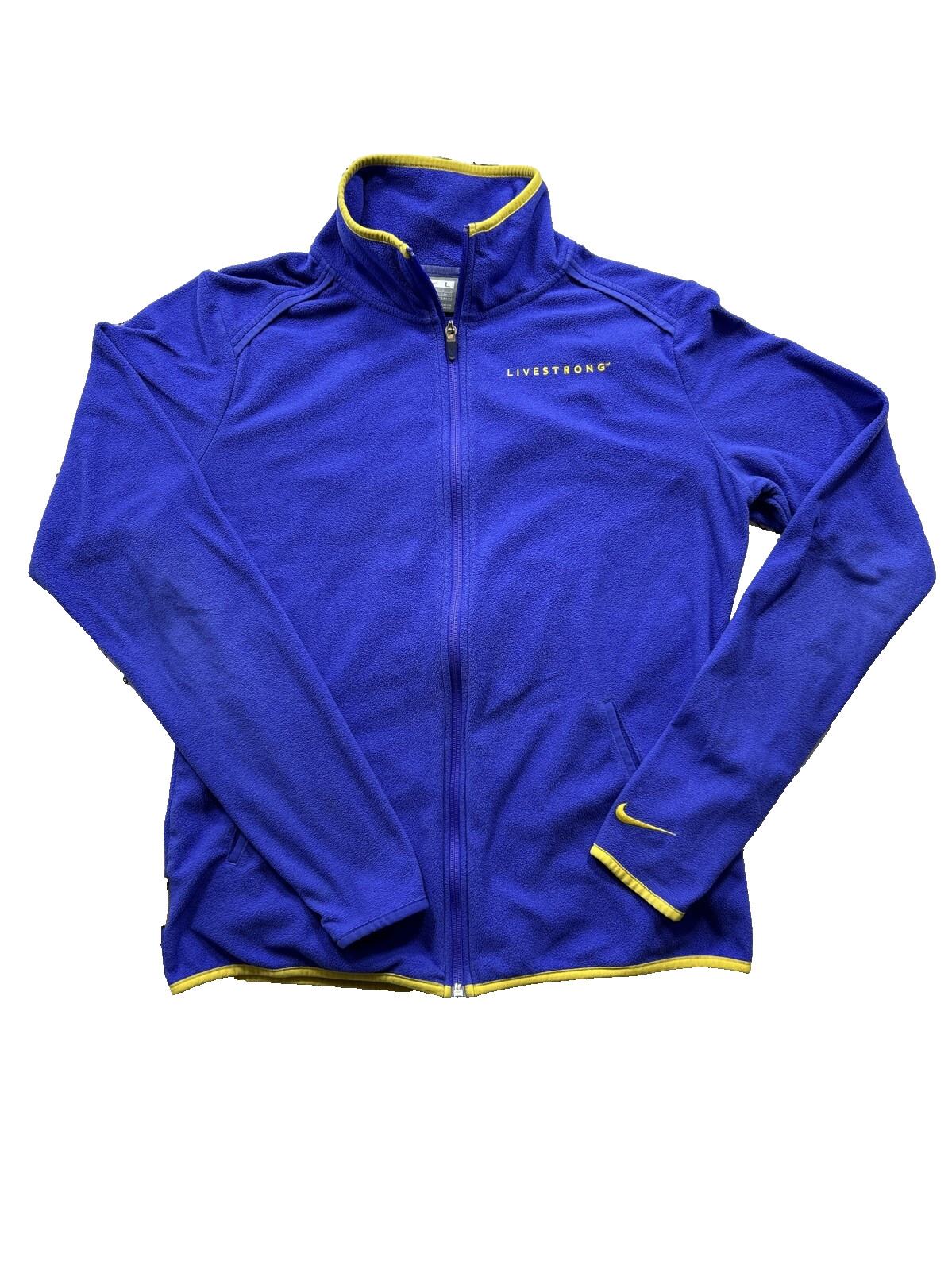 Vintage Nike Livestrong Purple Full-Zip Fleece Jacket Women’s Size L 12-14