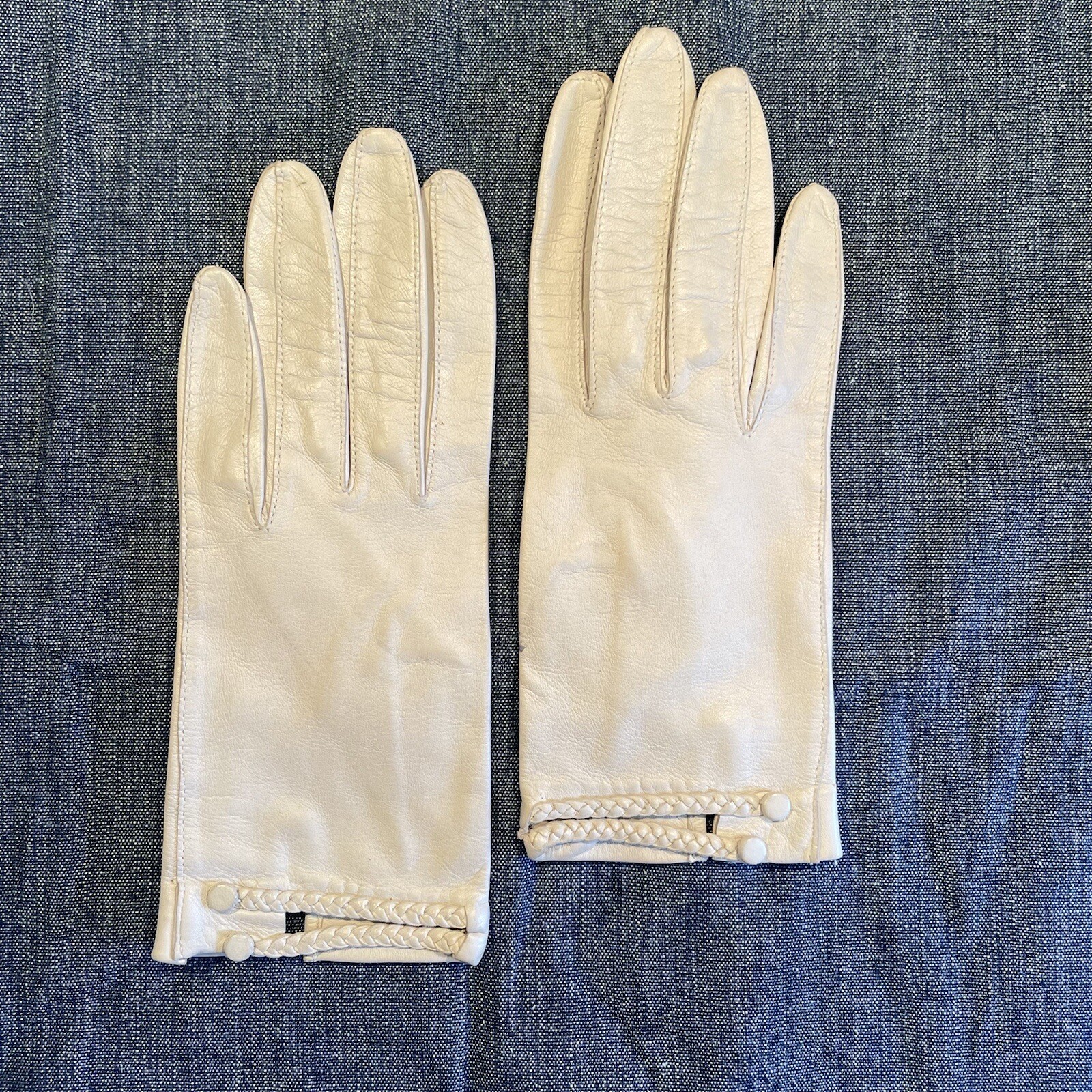 Doeskin Gloves Vintage White Leather Women's Size 6 1… Gem