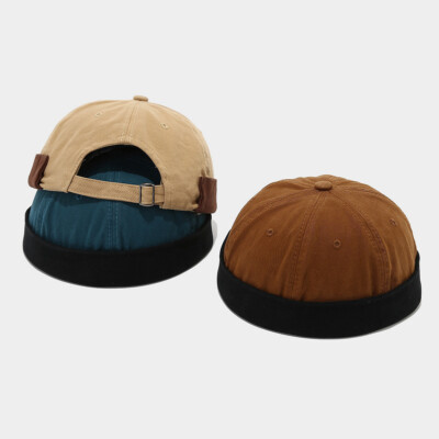 Unisex Vintage Docker Kappe Mit Roll-Up Rand Rund Top Hip Hop Hut Verstellbar
