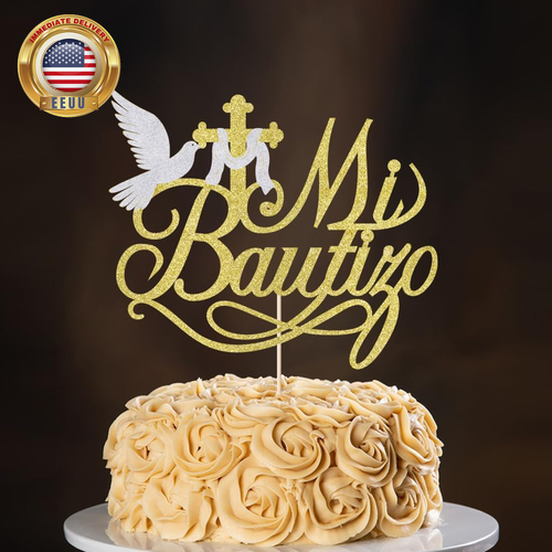 Mi Bautizo Cake Topper-Eid Cake Topper,First Holy Communion,Baptism,Religious Go