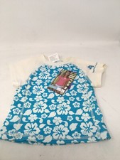 UV UPF 50 Swim Shirt Girls Sz 2 Blue Aqua And White Floral SnapperRock