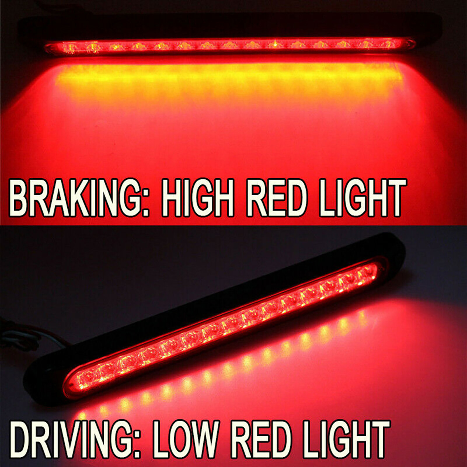 2X15 LED Red Sealed Trailer Truck RV Stop Tail Rear Brake Turn Light Bar 25CM A+ eBay