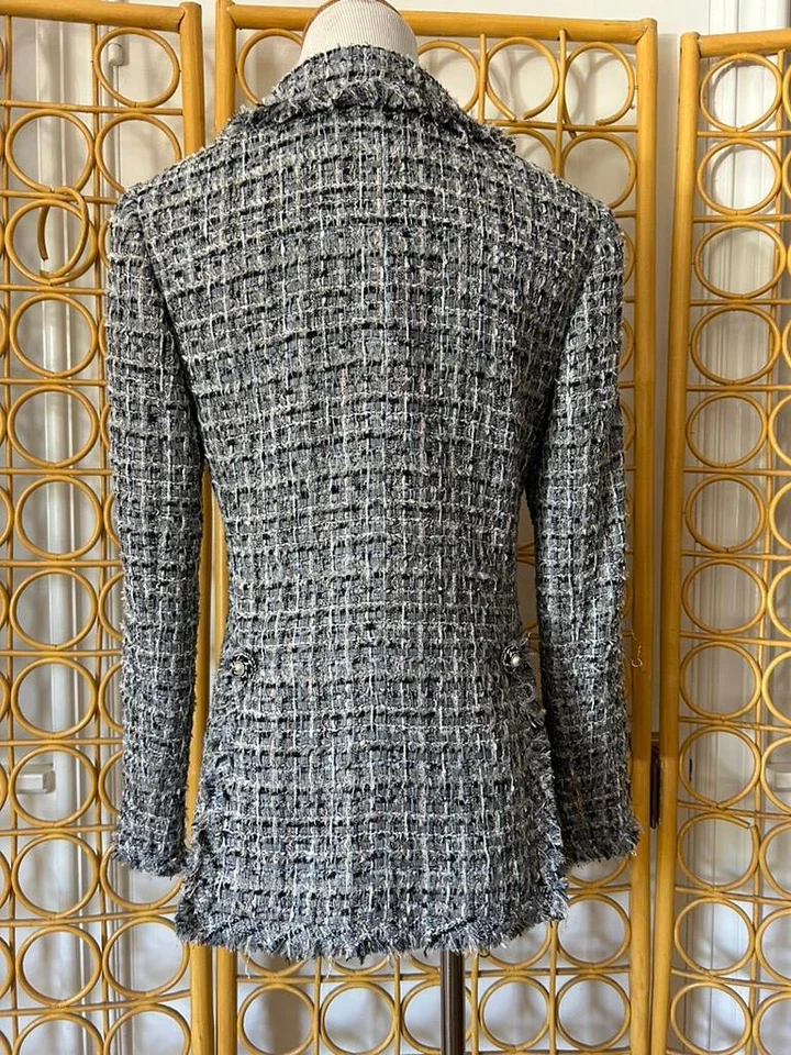 Blazer Chanel Clásico Vintage Azul Gris Foto 2 de 4