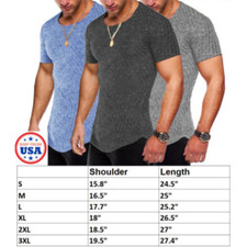 Men Casual Sport Round Neck Short Sleeve Slim Fit Top T-Shirt Muscle Gym Active