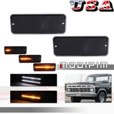 For Ford F-100 F100 1974-77 Smoked Switchback LED DRL Parking Turn Signal Lights