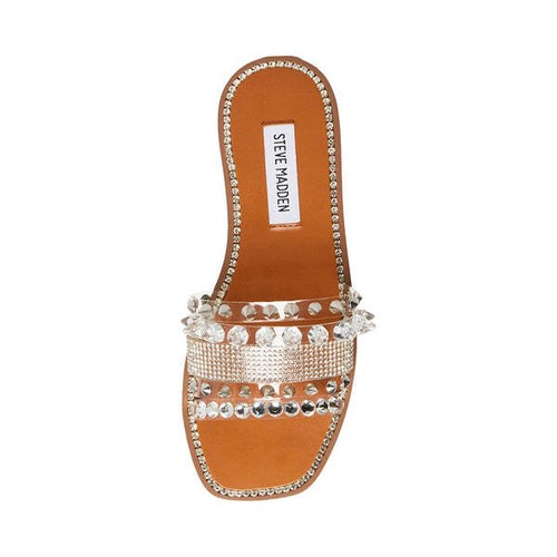Steve Madden Leandra Clear Embellishment Detailed Square Toe Slip On Sandal  | eBay