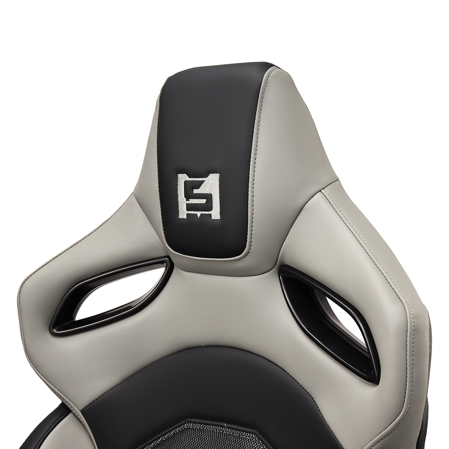 [Dark Knight Series] Reclinable PVC Black-Grey Racing Seats Pair w ...