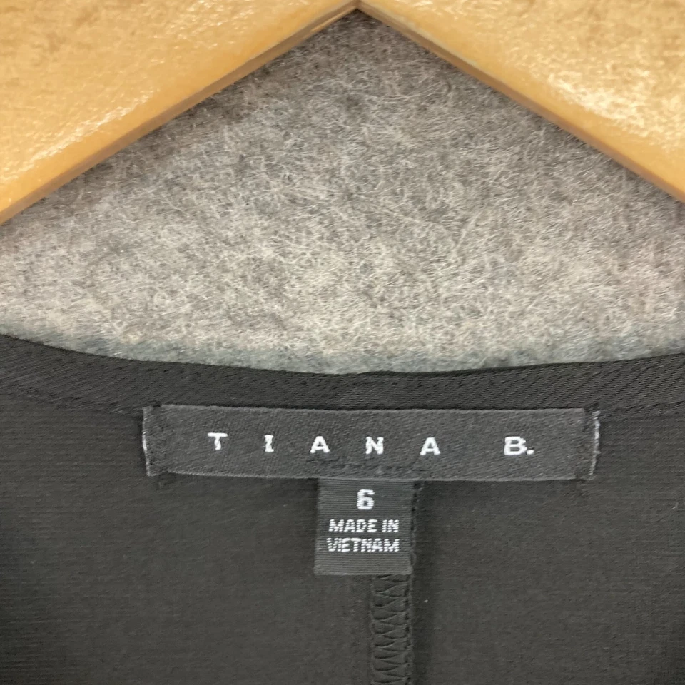 NUEVO Vestido Tiana B Mujer Talla 6 Negro Manga Larga Capucha Cuello Bodycon Jersey 32209 Foto 4 de 4