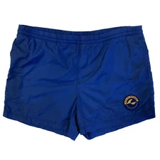 Vtg 90's Ralph Lauren Men Blue Nylon Polo Sport Cookie Logo Trunks Swim Shorts M