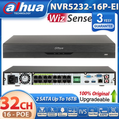 Dahua Ai 32MP 32CH 16PoE NVR Wizsense Acupick ePoE Video Recorder NVR5232-16P-EI
