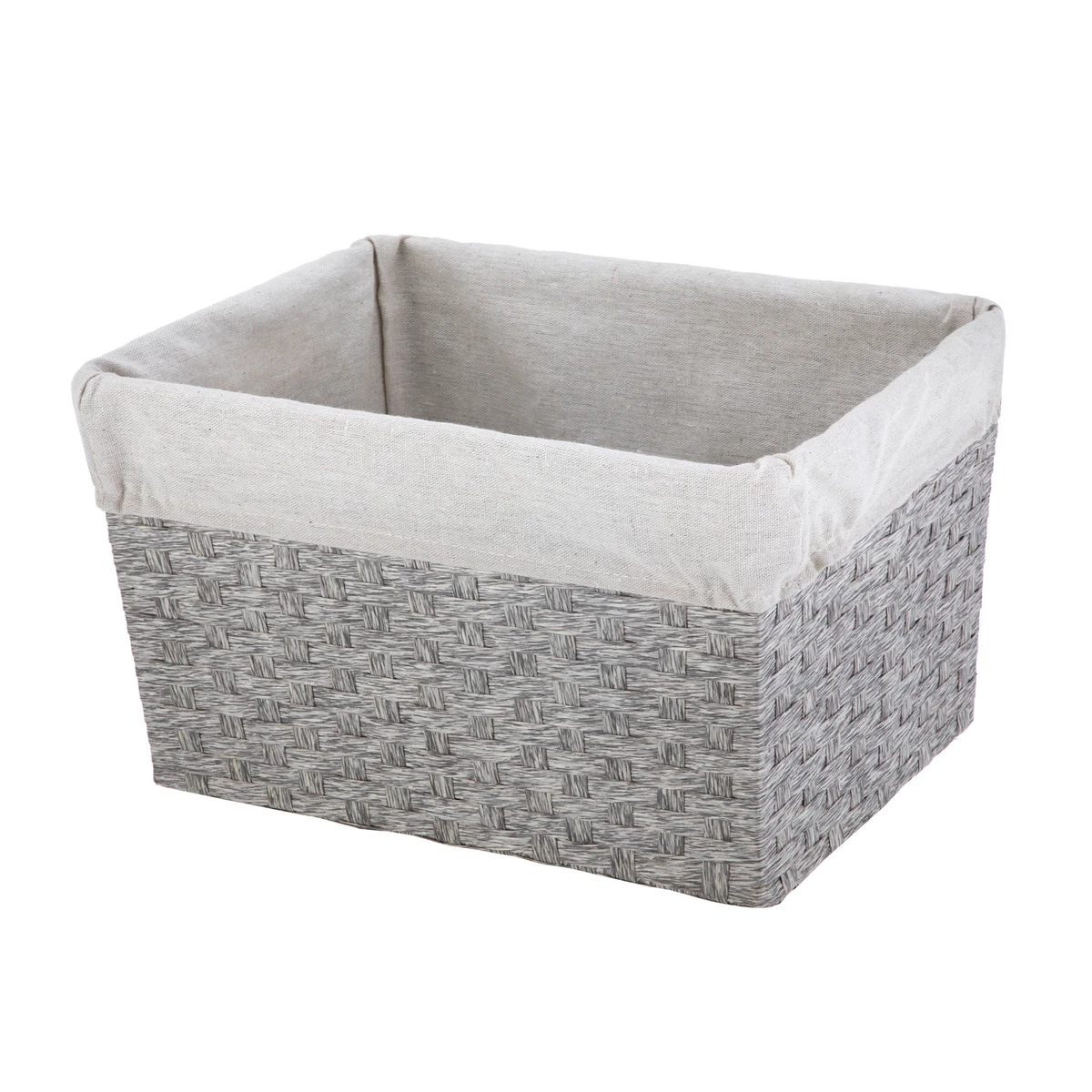 Mainstays Gray Paper Rope Medium Storage Basket with Liner and