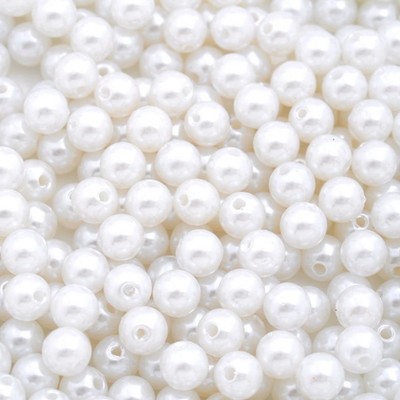 200stk Perlen Kugeln Acryl Spacer Beads Weiß Wachsperlen Ø 6/8/10/12/14/16mm Neu