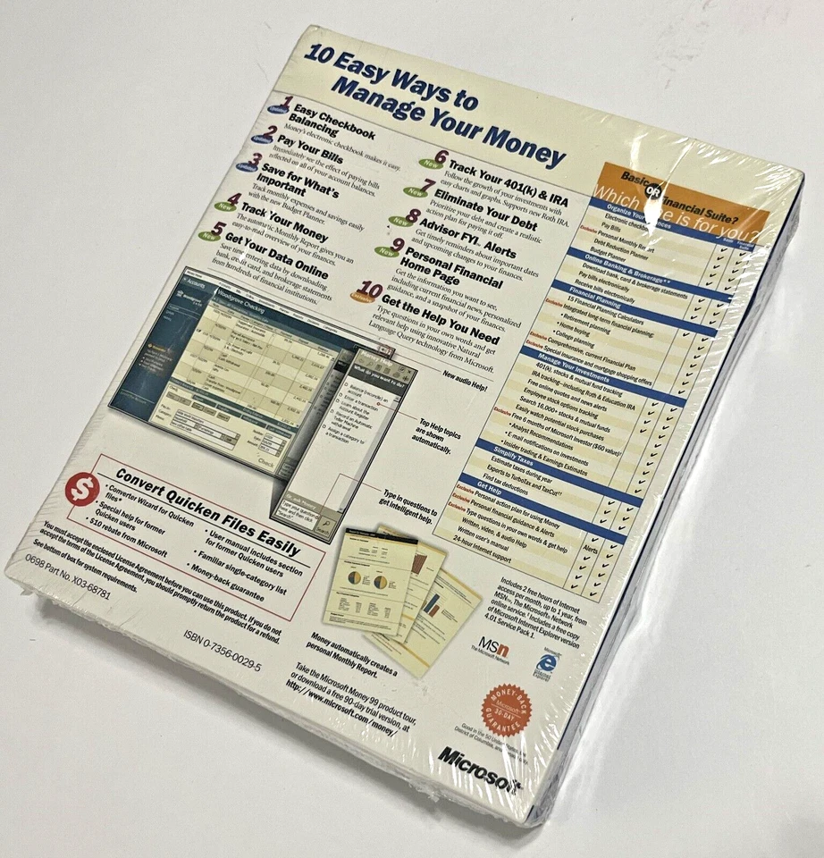 MICROSOFT Vintage Money 99 Basic for Windows Original Retail CD NEW SEALED - Image 2 of 4