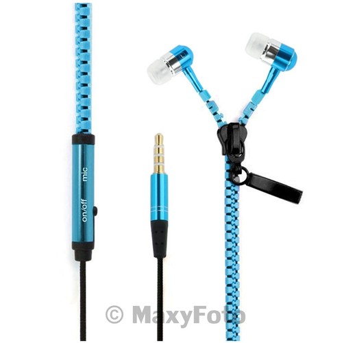 MAXY AURICOLARE STEREO SUPER BASS ZIPPER CUFFIE IN-EAR MICROFONO BLU  78C723A | eBay