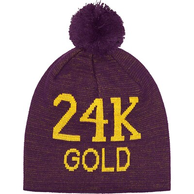Supreme 24K Gold Acrylic Beanie Jacquard Knit Graphic FW22 Winter Hat Cap Purple