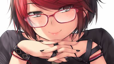 Anime glasses kopianget redhead huniepop 2 girls smiling Play Gaming Mat Desk