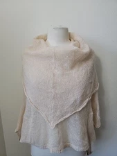 Guinevere Anthropologie Cream Cowl Neck Sweater Dolman Sleeve Mohair Large 