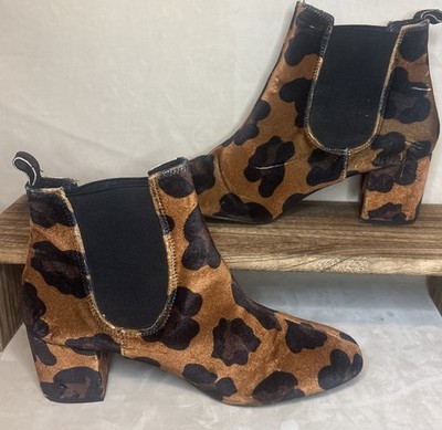 Anthropologie Crosswalk Leopard Print Booties Size 8 / 39 Made In Spain Y2K