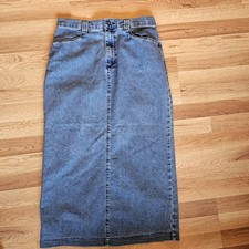 LEE Denim Skirt Sz 12 VTG 90s Blue Jean Coastal Casual Cowgirl Modest