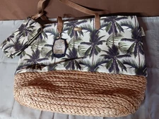 Sun 'n' Sand Large Shoulder Tote Bag Beach Bag Palm Trees Matching Zippered Bag