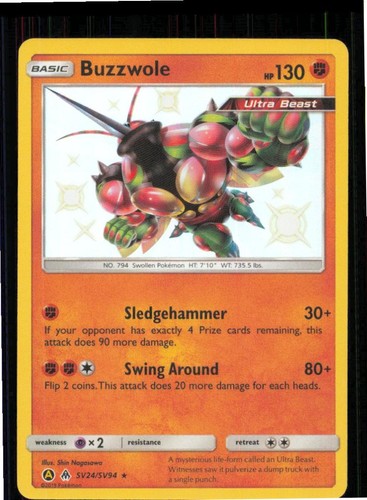 Buzzwole SV24/SV94 Shiny Rare Hidden Fates Shiny Vault Pokemon Near Mint