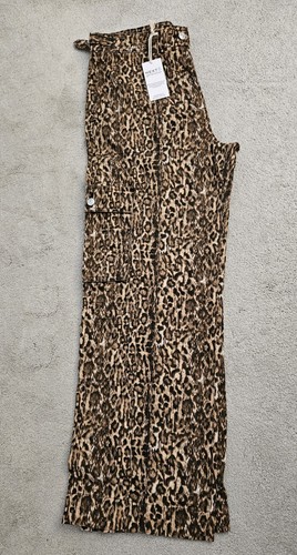 BNWT Next Ladies Leopard Animal Print Cargo Trouser Sz 12R RRP £36 Wide Leg