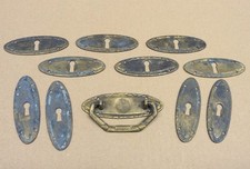 Antique furniture fittings cast brass, mixed lot / 11 pieces, NEW patinated