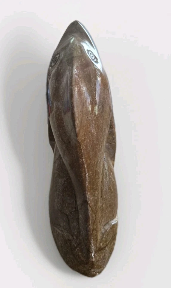 Vintage Carved Stone Fish Sculpture Shelf Sitter Nautical Figurine Signed Panama - Image 3 of 4