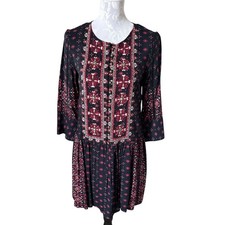 ANTHROPOLOGIE x VANESSA VIRGINIA Kaleidoscope Beaded Boho Dress SMALL Castle Cor