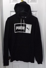    PUMA LOGO BLACK HOODIE PULLOVER SWEATSHIRT SIZE L