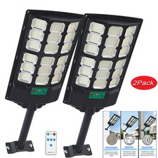 2Pcs 6000W Commercial Solar Street Lights Outdoor Dusk to Dawn Super Bright Lamp