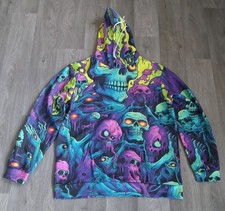 Horror Pullover Hoodie Large Neon Style Zombie Themed Retro 80s Monster Bagged