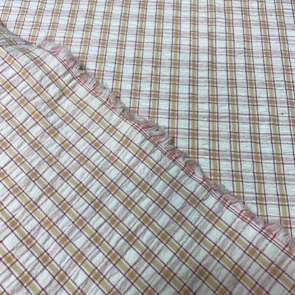 Seersucker Plaid Cream Tan Upholstery Fabric 56” Decor Quiet Luxury Classic 2.5 - Изображение 4 из 4