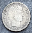 1892-S Barber Silver Quarter VERY GOOD+ USED