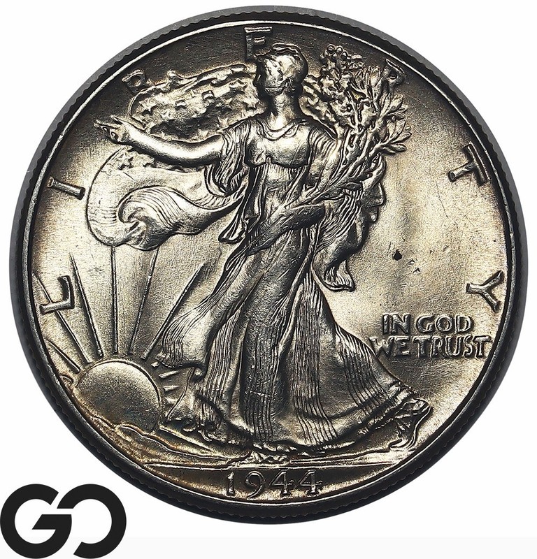 1944 Walking Liberty Half Dollar, Lustrous Choice BU++