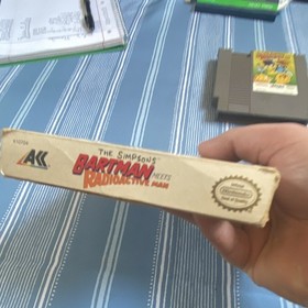 Simpsons Bartman Meets Radioactive Man NES box, manual, rare two tone cartridge